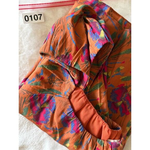 The Korner Women's Orange Floral Flutter Sleeve Shift Dress L - Picture 7 of 7